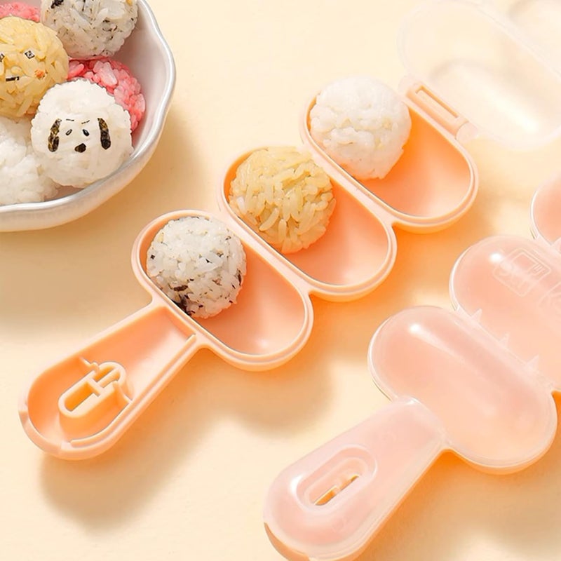 FUNGYAND Rice Ball Mold Set, 2 Pack DIY Rice Shakers with Mini Paddles, Round Onigiri Maker Mould for Bento, Sushi, Kids Lunch, Food Shaping Kitchen Tool - Image 4